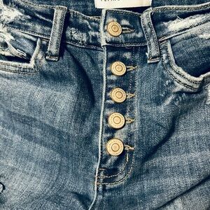Flying Monkey High Rise Distressed Blue Jeans